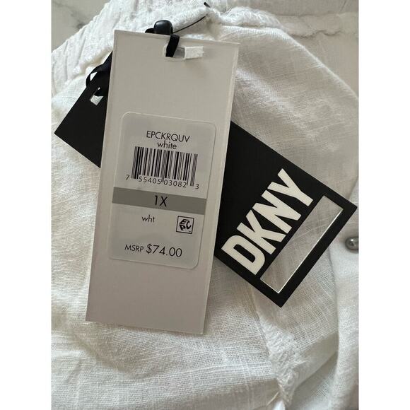 NWT DKNY Linen Blend Cargo Shorts, White, size 1X, Plus Size, Pull-On Drawstring - Picture 10 of 15